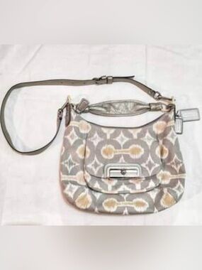 Coach Gray and Beige Patterned Shoulder Bag